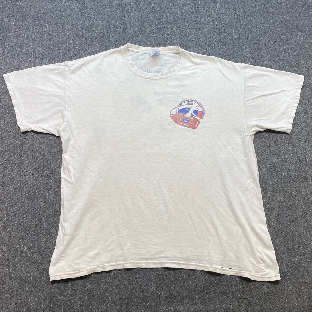 Hollywood Junior Lifeguard Beach Patrol Shirt Sz XL Mens White Skater Distressed